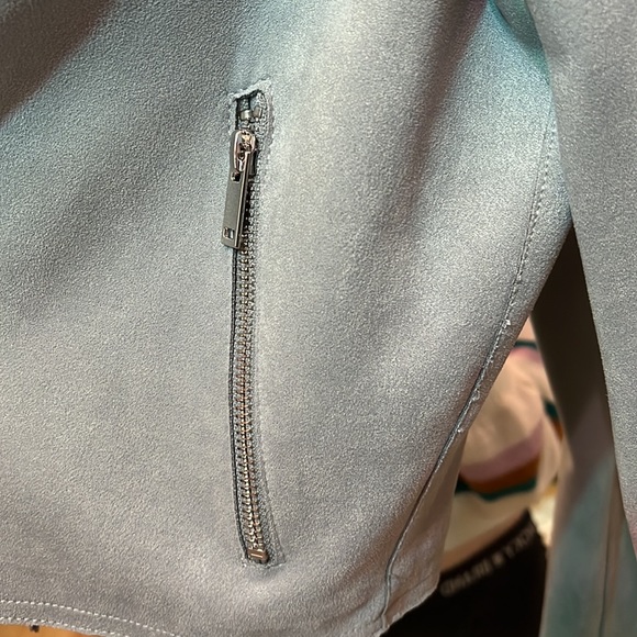 By Anthro Faux Suede Slate Blue Moro Jacket - Picture 4 of 7